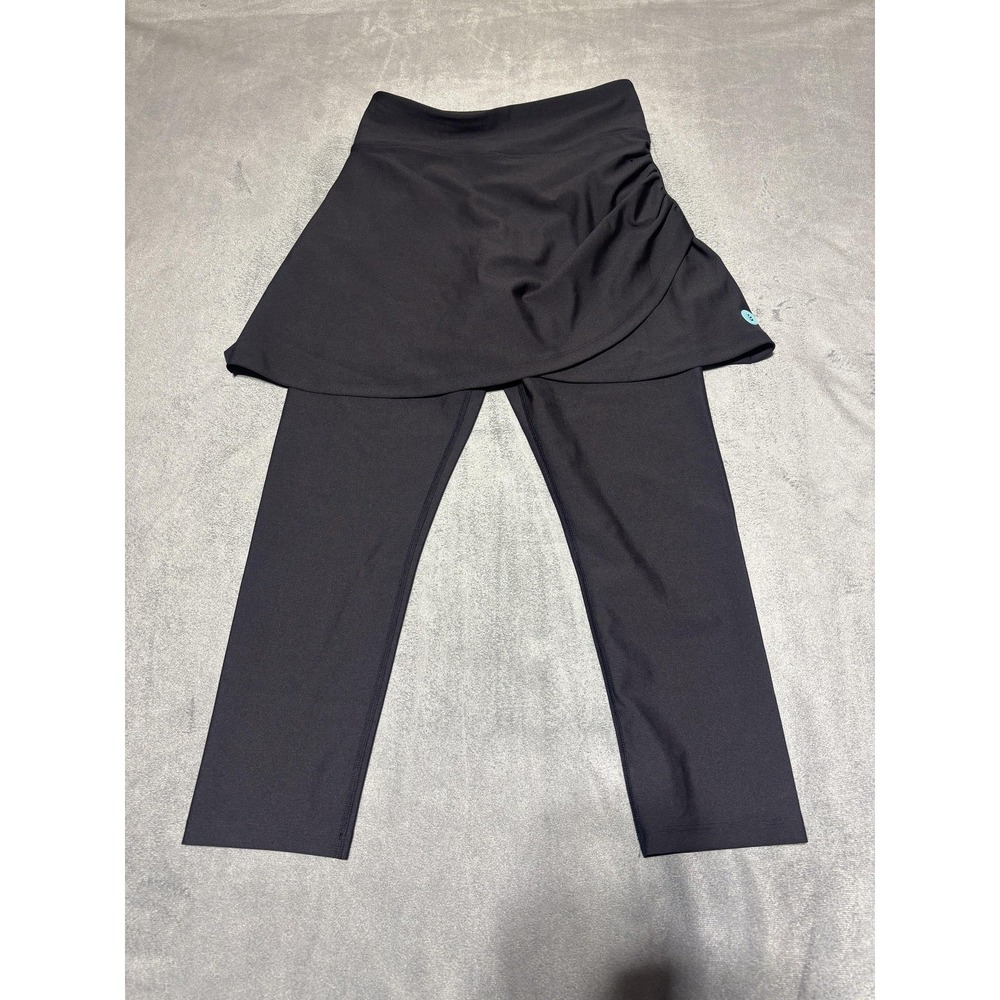 Coolibar Kahula Skirted Swim Capris Womens XS Black UPF 50+ Sun Leggings